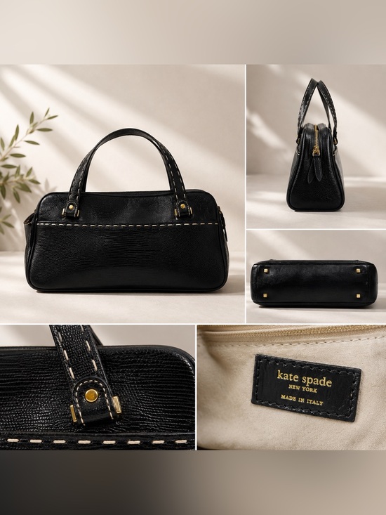 kate spade Handbags - Vintage Kate Spade New York Black Snake-Embossed Leather Satchel – Made in Italy